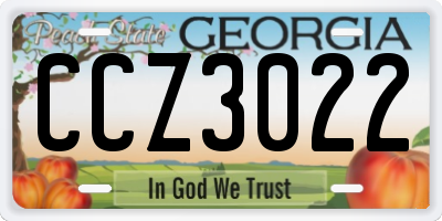 GA license plate CCZ3022