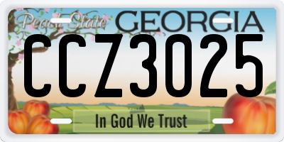 GA license plate CCZ3025