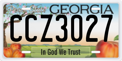 GA license plate CCZ3027