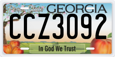 GA license plate CCZ3092