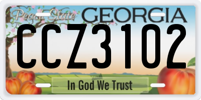 GA license plate CCZ3102