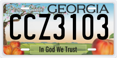 GA license plate CCZ3103