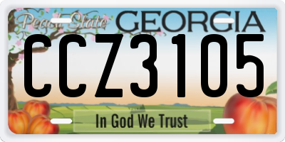 GA license plate CCZ3105