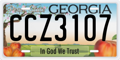 GA license plate CCZ3107