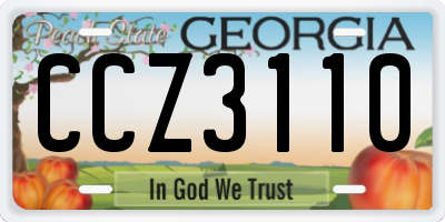 GA license plate CCZ3110