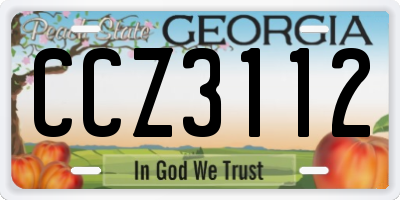 GA license plate CCZ3112