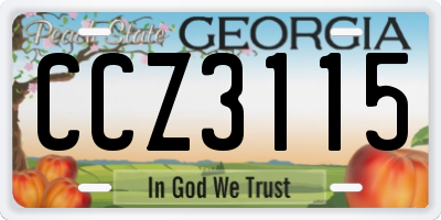 GA license plate CCZ3115