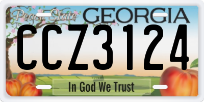 GA license plate CCZ3124