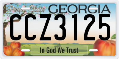 GA license plate CCZ3125