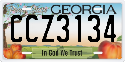 GA license plate CCZ3134