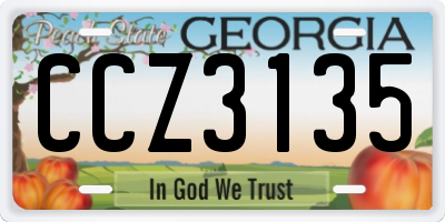 GA license plate CCZ3135