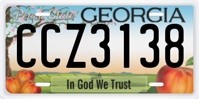 GA license plate CCZ3138