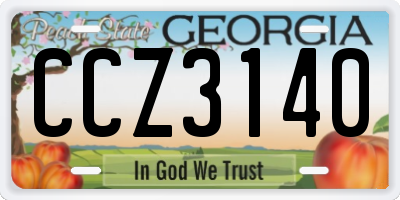 GA license plate CCZ3140