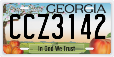 GA license plate CCZ3142