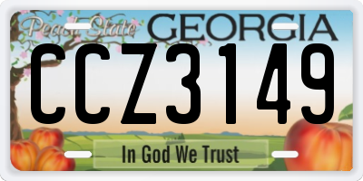 GA license plate CCZ3149