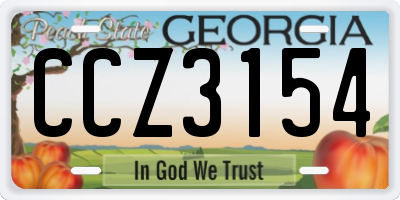 GA license plate CCZ3154