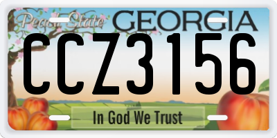GA license plate CCZ3156
