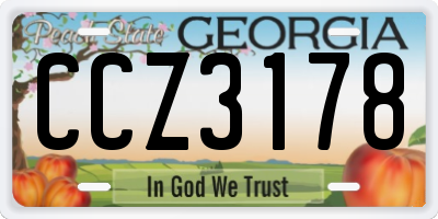 GA license plate CCZ3178