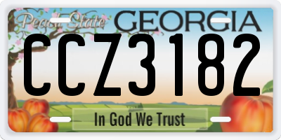 GA license plate CCZ3182