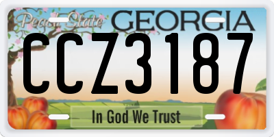 GA license plate CCZ3187