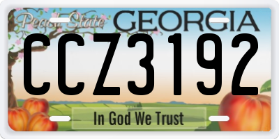 GA license plate CCZ3192