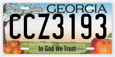 GA license plate CCZ3193