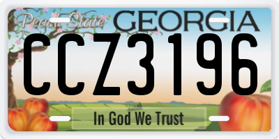 GA license plate CCZ3196