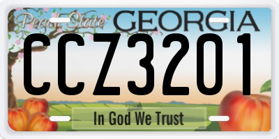 GA license plate CCZ3201