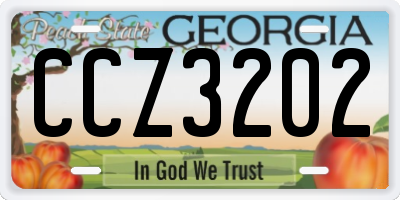 GA license plate CCZ3202