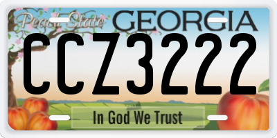 GA license plate CCZ3222