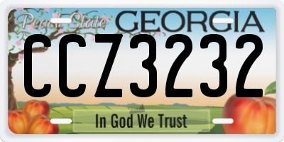 GA license plate CCZ3232