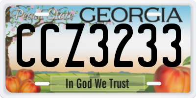 GA license plate CCZ3233