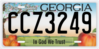 GA license plate CCZ3249