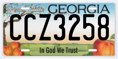 GA license plate CCZ3258