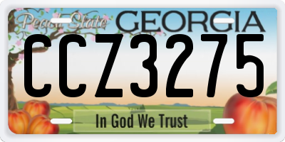 GA license plate CCZ3275