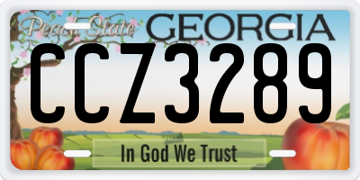 GA license plate CCZ3289
