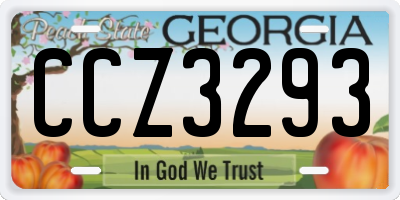 GA license plate CCZ3293