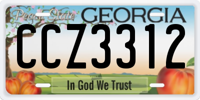 GA license plate CCZ3312