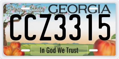 GA license plate CCZ3315