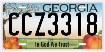 GA license plate CCZ3318
