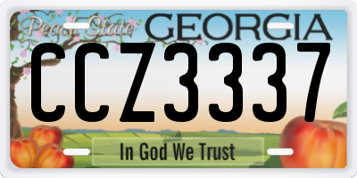 GA license plate CCZ3337