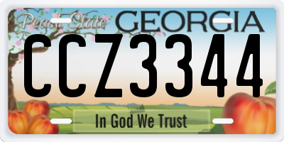 GA license plate CCZ3344