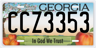 GA license plate CCZ3353
