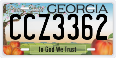 GA license plate CCZ3362