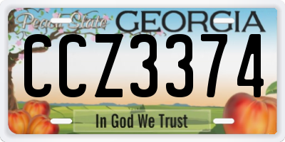 GA license plate CCZ3374