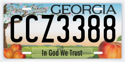 GA license plate CCZ3388