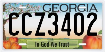 GA license plate CCZ3402