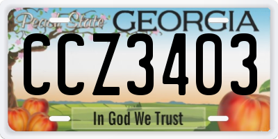 GA license plate CCZ3403