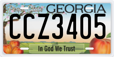 GA license plate CCZ3405
