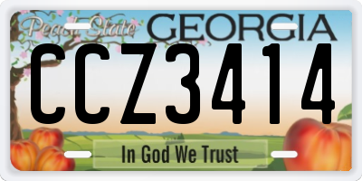 GA license plate CCZ3414